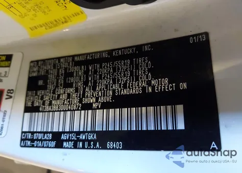 2013 Toyota Venza Xle z USA, uszkodzony, nr VIN 4T3BA3BB3DU040872